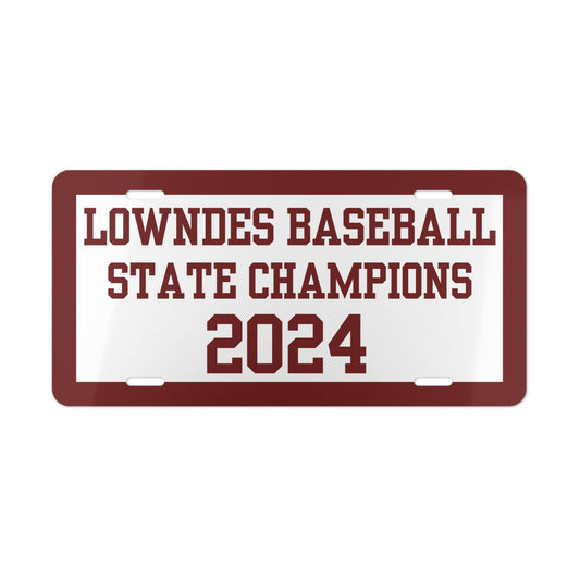 Lowndes Baseball 2024 State Champions Vanity License Plate