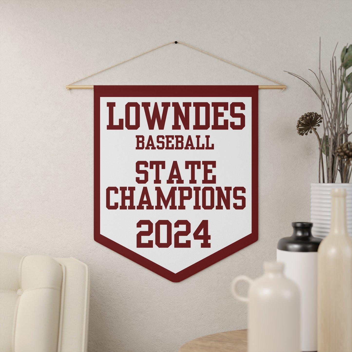 Lowndes Baseball 2024 State Champions Pennant Banner