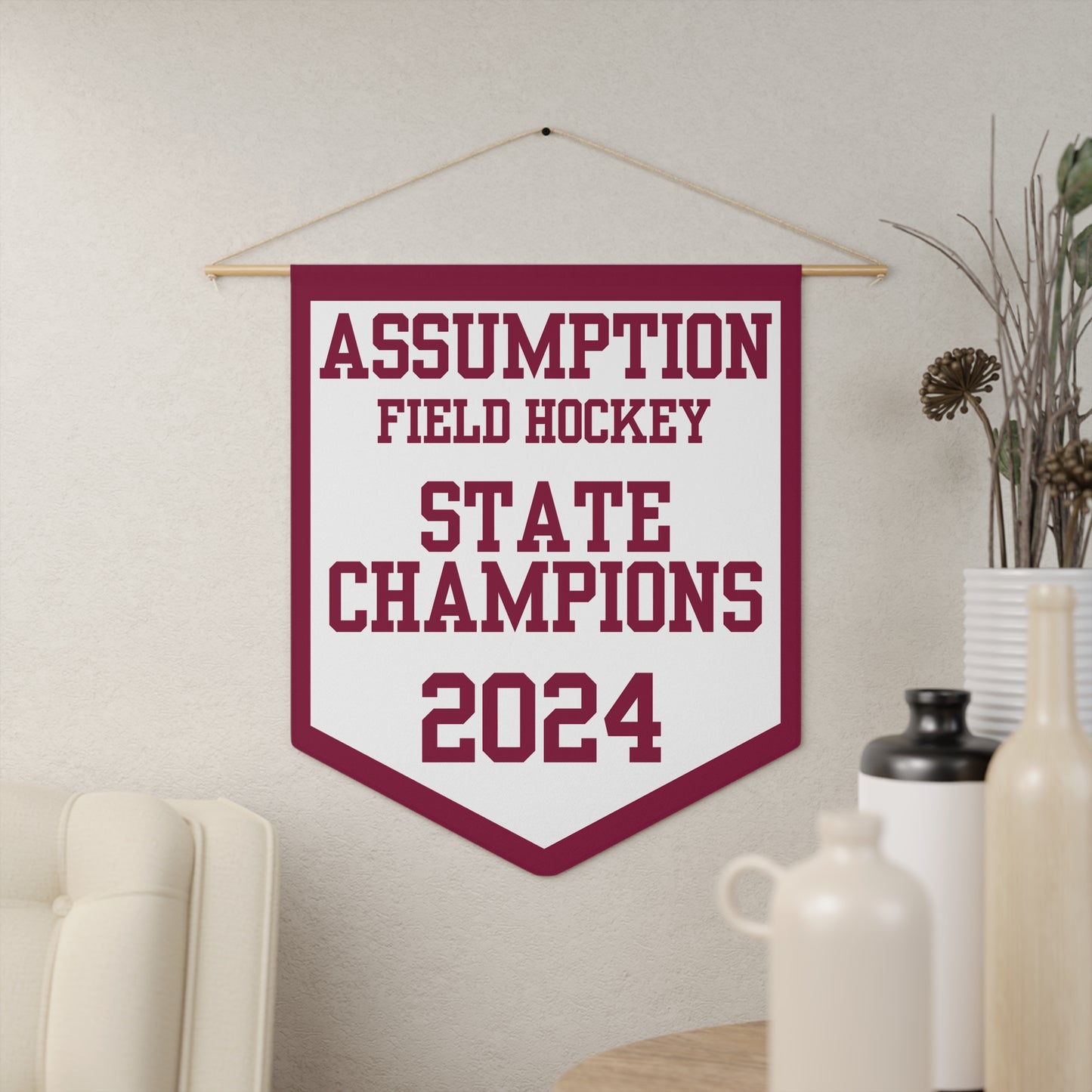 Assumption Field Hockey 2024 State Champions Pennant Banner